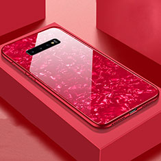 Silikon Schutzhülle Rahmen Tasche Hülle Spiegel U01 für Samsung Galaxy S10 5G Rot