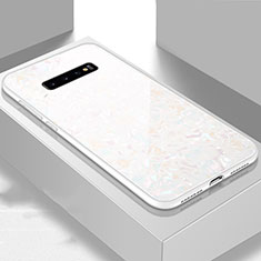 Silikon Schutzhülle Rahmen Tasche Hülle Spiegel U01 für Samsung Galaxy S10 Plus Weiß