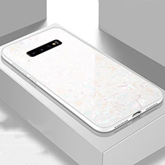 Silikon Schutzhülle Rahmen Tasche Hülle Spiegel U01 für Samsung Galaxy S10 Weiß