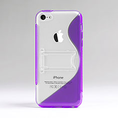 Silikon Schutzhülle S-Line Stand Hülle Durchsichtig Transparent für Apple iPhone 5C Violett