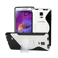 Silikon Schutzhülle S-Line Stand Hülle Durchsichtig Transparent für Samsung Galaxy Note 4 SM-N910F Schwarz