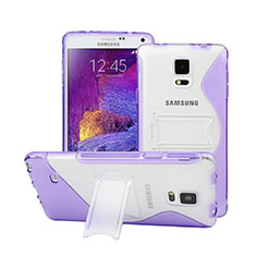 Silikon Schutzhülle S-Line Stand Hülle Durchsichtig Transparent für Samsung Galaxy Note 4 SM-N910F Violett