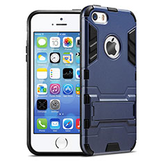 Silikon Schutzhülle Stand Tasche Durchsichtig Transparent Matt für Apple iPhone 5S Blau