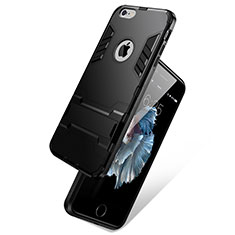 Silikon Schutzhülle Stand Tasche Durchsichtig Transparent Matt für Apple iPhone 6 Plus Schwarz
