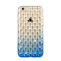 Silikon Schutzhülle Strass Diamant Tasche Durchsichtig Farbverlauf für Apple iPhone 6 Blau
