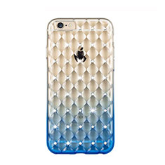 Silikon Schutzhülle Strass Diamant Tasche Durchsichtig Farbverlauf für Apple iPhone 6S Plus Blau
