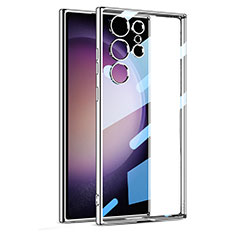 Silikon Schutzhülle Ultra Dünn Flexible Tasche Durchsichtig Transparent AC1 für Samsung Galaxy S22 Ultra 5G Silber