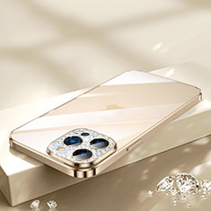 Silikon Schutzhülle Ultra Dünn Flexible Tasche Durchsichtig Transparent Bling-Bling LD2 für Apple iPhone 13 Pro Max Gold
