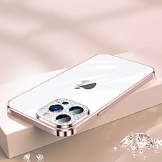 Silikon Schutzhülle Ultra Dünn Flexible Tasche Durchsichtig Transparent Bling-Bling LD2 für Apple iPhone 13 Pro Max Rosegold