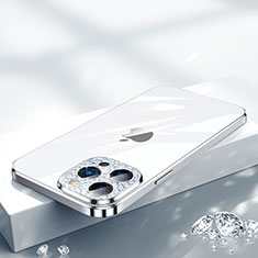 Silikon Schutzhülle Ultra Dünn Flexible Tasche Durchsichtig Transparent Bling-Bling LD2 für Apple iPhone 13 Pro Max Silber
