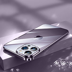 Silikon Schutzhülle Ultra Dünn Flexible Tasche Durchsichtig Transparent Bling-Bling LD2 für Apple iPhone 13 Pro Max Violett