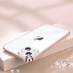 Silikon Schutzhülle Ultra Dünn Flexible Tasche Durchsichtig Transparent Bling-Bling LD2 für Apple iPhone 14 Plus Rosegold