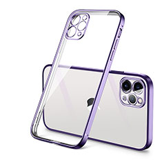 Silikon Schutzhülle Ultra Dünn Flexible Tasche Durchsichtig Transparent H01 für Apple iPhone 12 Pro Violett