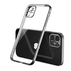 Silikon Schutzhülle Ultra Dünn Flexible Tasche Durchsichtig Transparent H01 für Apple iPhone 12 Schwarz