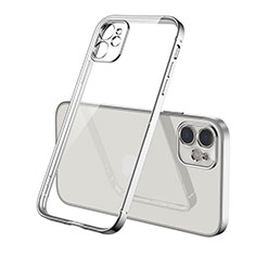 Silikon Schutzhülle Ultra Dünn Flexible Tasche Durchsichtig Transparent H01 für Apple iPhone 12 Silber