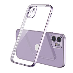 Silikon Schutzhülle Ultra Dünn Flexible Tasche Durchsichtig Transparent H01 für Apple iPhone 12 Violett