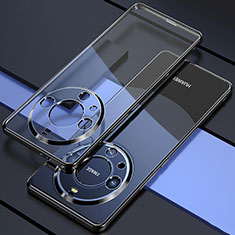 Silikon Schutzhülle Ultra Dünn Flexible Tasche Durchsichtig Transparent H01 für Huawei Mate 60 Schwarz