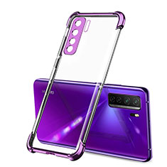 Silikon Schutzhülle Ultra Dünn Flexible Tasche Durchsichtig Transparent H01 für Huawei P40 Lite 5G Violett