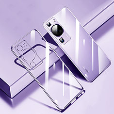 Silikon Schutzhülle Ultra Dünn Flexible Tasche Durchsichtig Transparent H01 für Huawei P60 Violett
