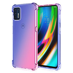 Silikon Schutzhülle Ultra Dünn Flexible Tasche Durchsichtig Transparent H01 für Motorola Moto G9 Plus Blau