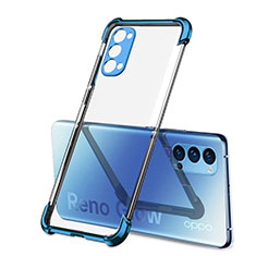 Silikon Schutzhülle Ultra Dünn Flexible Tasche Durchsichtig Transparent H01 für Oppo Reno4 5G Blau