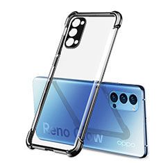 Silikon Schutzhülle Ultra Dünn Flexible Tasche Durchsichtig Transparent H01 für Oppo Reno4 Pro 5G Schwarz