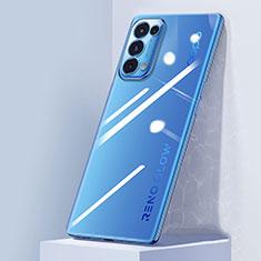 Silikon Schutzhülle Ultra Dünn Flexible Tasche Durchsichtig Transparent H01 für Oppo Reno5 5G Blau