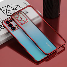 Silikon Schutzhülle Ultra Dünn Flexible Tasche Durchsichtig Transparent H01 für Oppo Reno6 Pro+ Plus 5G Rot