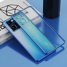 Silikon Schutzhülle Ultra Dünn Flexible Tasche Durchsichtig Transparent H01 für Oppo Reno7 SE 5G Blau