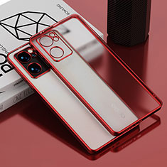 Silikon Schutzhülle Ultra Dünn Flexible Tasche Durchsichtig Transparent H01 für Oppo Reno7 SE 5G Rot