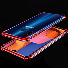 Silikon Schutzhülle Ultra Dünn Flexible Tasche Durchsichtig Transparent H01 für Samsung Galaxy A20s Rot