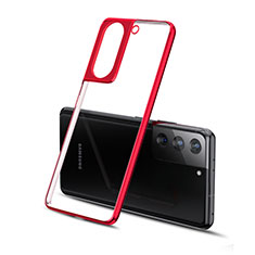 Silikon Schutzhülle Ultra Dünn Flexible Tasche Durchsichtig Transparent H01 für Samsung Galaxy S21 5G Rot