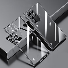 Silikon Schutzhülle Ultra Dünn Flexible Tasche Durchsichtig Transparent H01 für Samsung Galaxy S23 Ultra 5G Schwarz