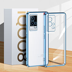 Silikon Schutzhülle Ultra Dünn Flexible Tasche Durchsichtig Transparent H01 für Vivo iQOO 8 5G Blau