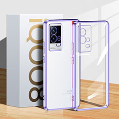 Silikon Schutzhülle Ultra Dünn Flexible Tasche Durchsichtig Transparent H01 für Vivo iQOO 8 5G Violett