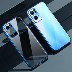 Silikon Schutzhülle Ultra Dünn Flexible Tasche Durchsichtig Transparent H02 für Oppo Reno7 Pro 5G Blau