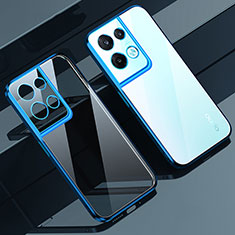 Silikon Schutzhülle Ultra Dünn Flexible Tasche Durchsichtig Transparent H02 für Oppo Reno8 5G Blau