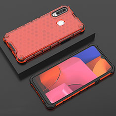 Silikon Schutzhülle Ultra Dünn Flexible Tasche Durchsichtig Transparent H02 für Samsung Galaxy A20s Rot