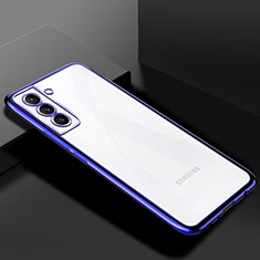 Silikon Schutzhülle Ultra Dünn Flexible Tasche Durchsichtig Transparent H02 für Samsung Galaxy S21 5G Blau