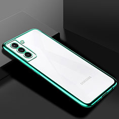 Silikon Schutzhülle Ultra Dünn Flexible Tasche Durchsichtig Transparent H02 für Samsung Galaxy S21 5G Grün