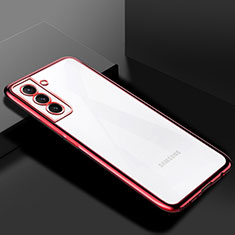 Silikon Schutzhülle Ultra Dünn Flexible Tasche Durchsichtig Transparent H02 für Samsung Galaxy S21 5G Rot