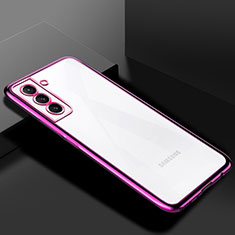 Silikon Schutzhülle Ultra Dünn Flexible Tasche Durchsichtig Transparent H02 für Samsung Galaxy S21 5G Violett