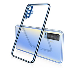 Silikon Schutzhülle Ultra Dünn Flexible Tasche Durchsichtig Transparent H02 für Vivo X50 5G Blau