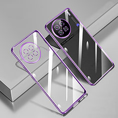 Silikon Schutzhülle Ultra Dünn Flexible Tasche Durchsichtig Transparent H02 für Vivo X90 5G Violett