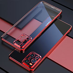 Silikon Schutzhülle Ultra Dünn Flexible Tasche Durchsichtig Transparent H03 für Oppo Find X3 5G Rot