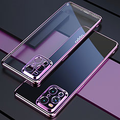 Silikon Schutzhülle Ultra Dünn Flexible Tasche Durchsichtig Transparent H03 für Oppo Find X3 5G Violett