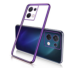 Silikon Schutzhülle Ultra Dünn Flexible Tasche Durchsichtig Transparent H03 für Oppo Reno9 Pro+ Plus 5G Violett