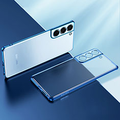 Silikon Schutzhülle Ultra Dünn Flexible Tasche Durchsichtig Transparent H03 für Samsung Galaxy S22 5G Blau