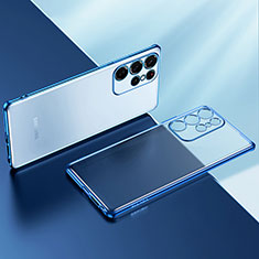 Silikon Schutzhülle Ultra Dünn Flexible Tasche Durchsichtig Transparent H03 für Samsung Galaxy S22 Ultra 5G Blau