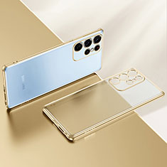 Silikon Schutzhülle Ultra Dünn Flexible Tasche Durchsichtig Transparent H03 für Samsung Galaxy S22 Ultra 5G Gold